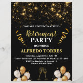 Black and Gold Uitnodiging voor Pensioenfeest Flyer (Voorkant)