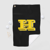 Black and Gold Varsity Letter Golf Towel Golfhanddoek (Insitu)