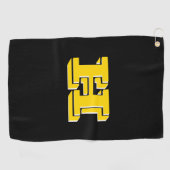 Black and Gold Varsity Letter Golf Towel Golfhanddoek (Horizontaal)