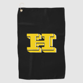 Black and Gold Varsity Letter Golf Towel Golfhanddoek