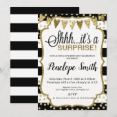 Black and Gold Verrassingsfeest Uitnodigingen (Voorkant / Achterkant)