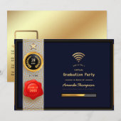 Black and Gold Virtual Graduparty Kaart (Voorkant / Achterkant)