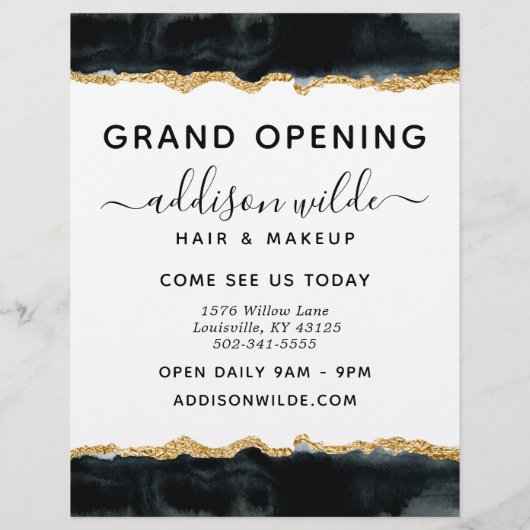 Black and Gold Waterverf Business Flyer (Achterkant)