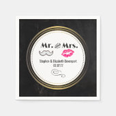 Black and Gold Weddenschap met Mustache en Lips Servetten (Voorkant)