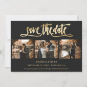 Black and Gold Wedding 4 Foto Save the Date (Voorkant)