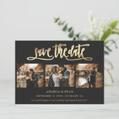Black and Gold Wedding 4 Foto Save the Date (Staand voorkant)