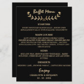 Black and Gold Wedding Buffet-menukaart Menu (Voorkant / Achterkant)
