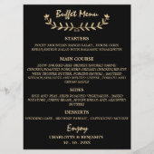Black and Gold Wedding Buffet-menukaart Menu (Voorkant)