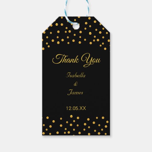 Black and Gold Wedding Cadeaulabel (Voorkant)