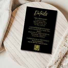 Black and Gold Wedding Details Enclosure Card Informatiekaartje
