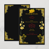 Black and Gold Wedding Enclosure Card Informatiekaartje (Voorkant / Achterkant)