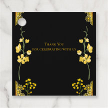 Black and Gold Wedding Favor Tag