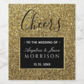 Black and Gold Wedding Favor Wijn Etiket (Enkel label)