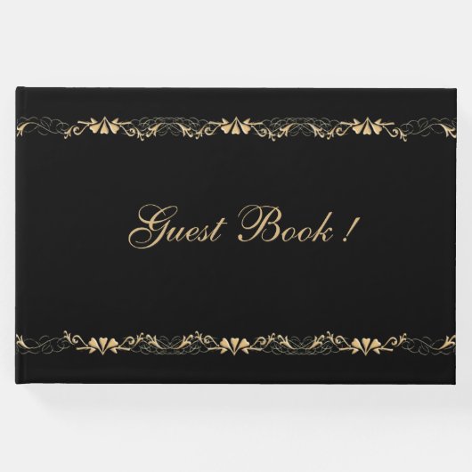 Black and Gold Wedding Gastenboek (Voorkant)