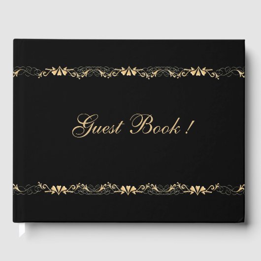 Black and Gold Wedding Gastenboek (Voorkant)