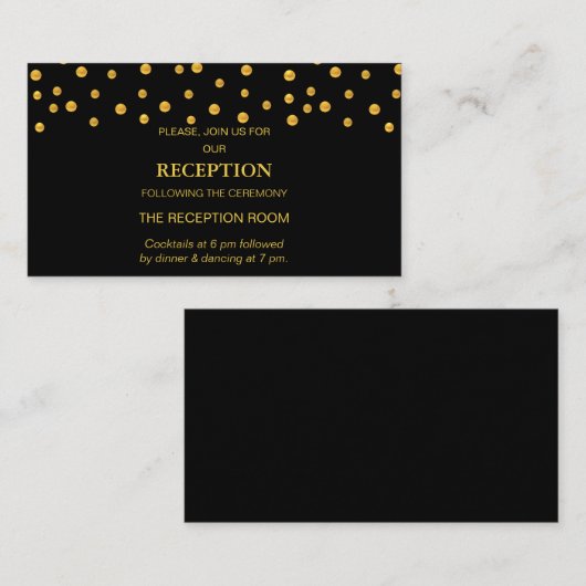 Black and Gold Wedding Informatiekaartje (Voorkant / Achterkant)