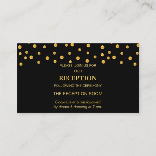 Black and Gold Wedding Informatiekaartje (Voorkant)