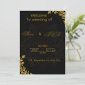 Black and Gold Wedding Invitation | Elegant Luxury Kaart (Staand voorkant)