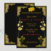 Black and Gold Wedding Invitation Kaart (Voorkant / Achterkant)