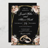 Black and Gold Wedding Kaart (Voorkant / Achterkant)