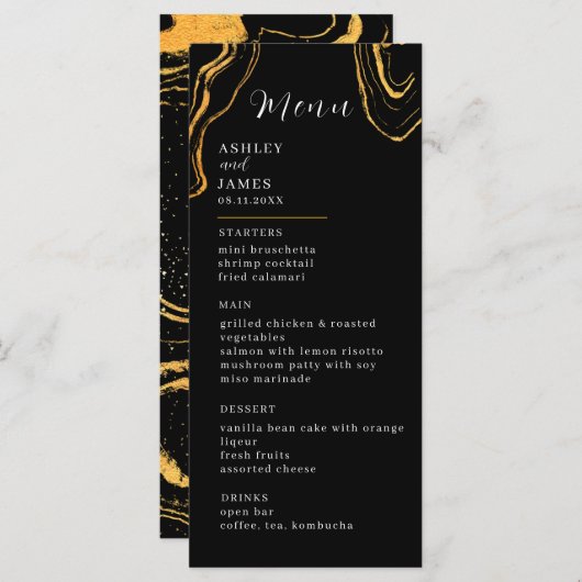 Black and Gold Wedding Menu (Voorkant / Achterkant)
