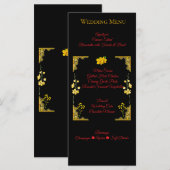 Black and Gold Wedding Menu Card (Voorkant / Achterkant)