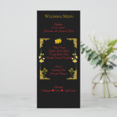 Black and Gold Wedding Menu Card (Staand voorkant)