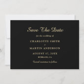 Black and Gold Wedding Photo Save the Date Cards (Achterkant)