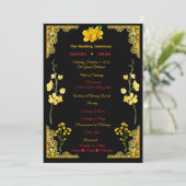 Black and Gold Wedding Program Programmakaart (Staand voorkant)