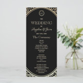 Black and Gold Wedding Program Programmakaart (Staand voorkant)