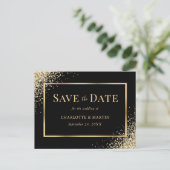 Black and Gold Wedding Save the Date Aankondigingskaart (Staand voorkant)