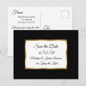 Black and Gold Wedding Save the Date Briefkaarten (Voorkant / Achterkant)