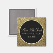 Black and Gold Wedding Save the Date Magneet (Voorkant / Achterkant)