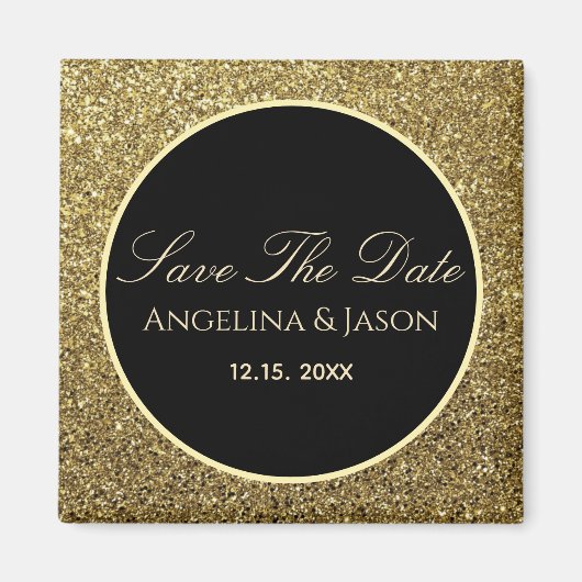Black and Gold Wedding Save the Date Magneet (Voorkant)