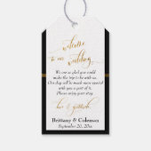 Black and Gold Welcome Love & Gratitude Wedding Cadeaulabel (Voorkant)