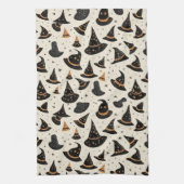 Black and Gold Witch's Petten Stars Cream Hallowee Theedoek (Verticaal)