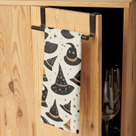 Black and Gold Witch's Petten Stars Cream Hallowee Theedoek