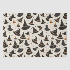 Black and Gold Witch's Petten Stars Cream Hallowee Tissuepapier