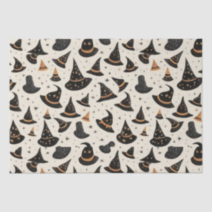 Black and Gold Witch's Petten Stars Cream Hallowee Tissuepapier