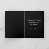 Black and Gold Wreath Christmas Holiday Card Feestdagen Kaart (Binnen)