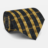 Black and Gold/Yellow Plaid Pattern Necktie Tie Stropdas (Opgerold)