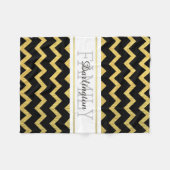 Black and Gold Zig Zag Chevron Pattern Fleece Deken (Voorkant (Horizontaal))
