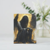 Black and Golden Details Angel Briefkaart (Staand voorkant)