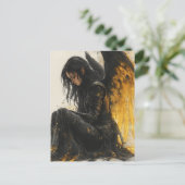 Black and Golden Details Angel Briefkaart (Staand voorkant)
