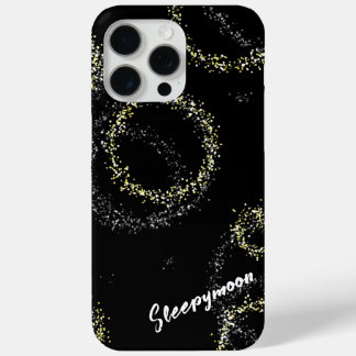 Black and golden shimmer iPhone 15 pro max hoesje