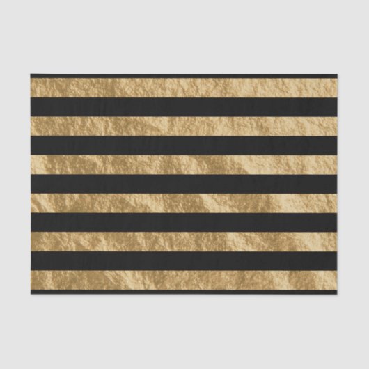 Black and Golden Stripe Folie look Tissuepapier (Voorkant)