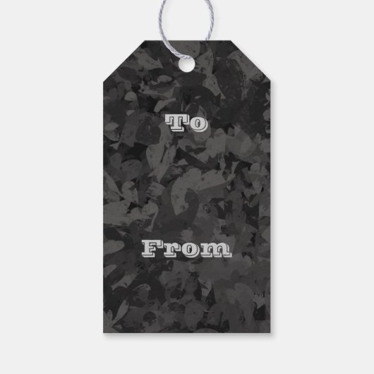 Black And Gray Abstract Graphic Art Design Cadeaulabel (Achterkant)