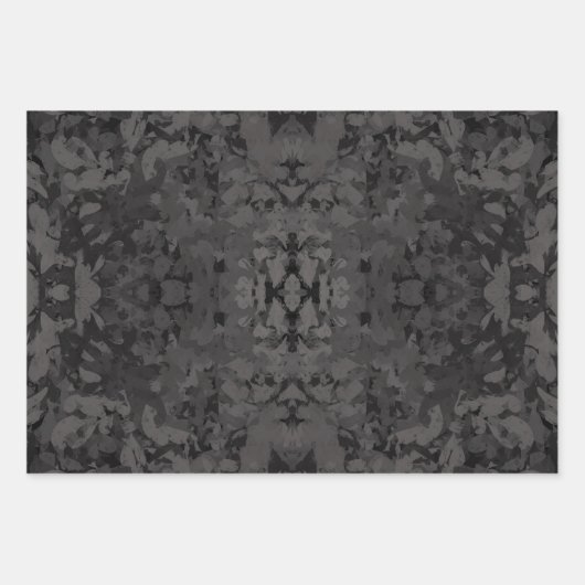 Black And Gray Abstract Graphic Art Design Inpakpapier Vel (Voorkant)