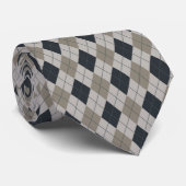 Black And Gray Argyle Stropdas (Opgerold)
