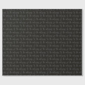 Black and Gray Foliage Your Family Name Christmas Cadeaupapier (Vlak)